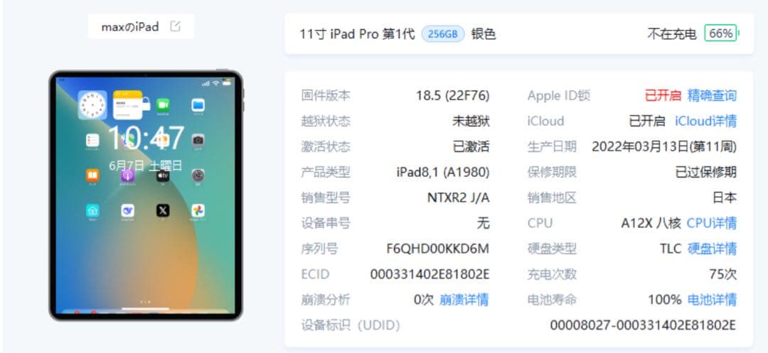 iPad Pro11 第1世代256GB wi-fiモデル