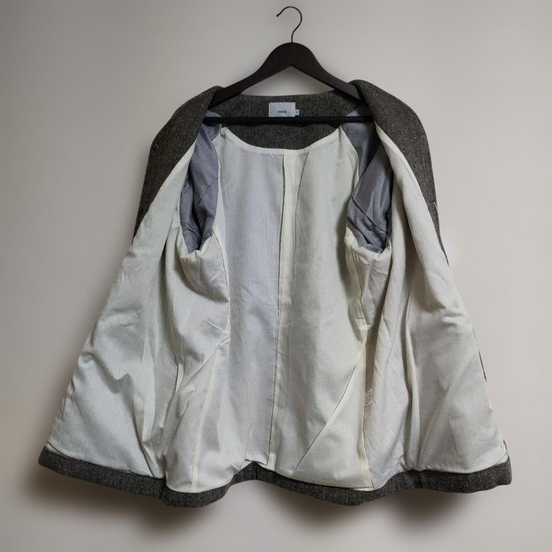 RINEN リネン 1/6ツィードヘリンボーン　ラグランノーカラージャケット 3