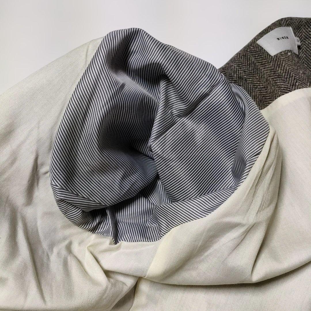 RINEN リネン 1/6ツィードヘリンボーン　ラグランノーカラージャケット 3