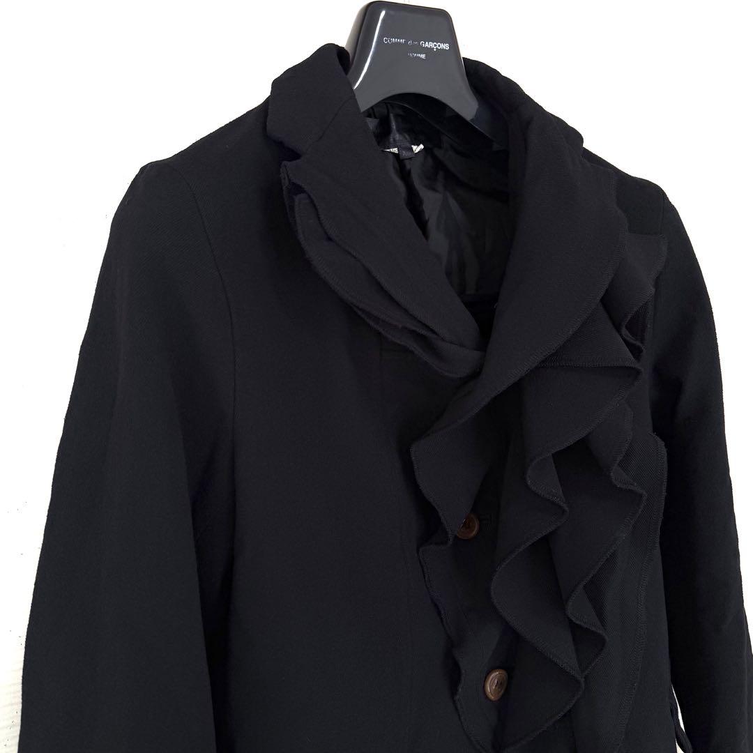 《美品》 コムデギャルソン コムコム ポリ縮 フリル ジャケット ブラック XS