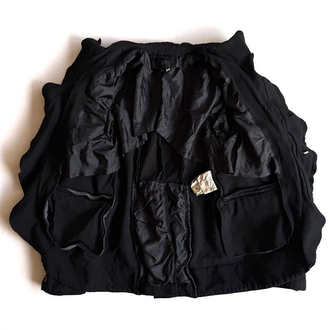 《美品》 コムデギャルソン コムコム ポリ縮 フリル ジャケット ブラック XS
