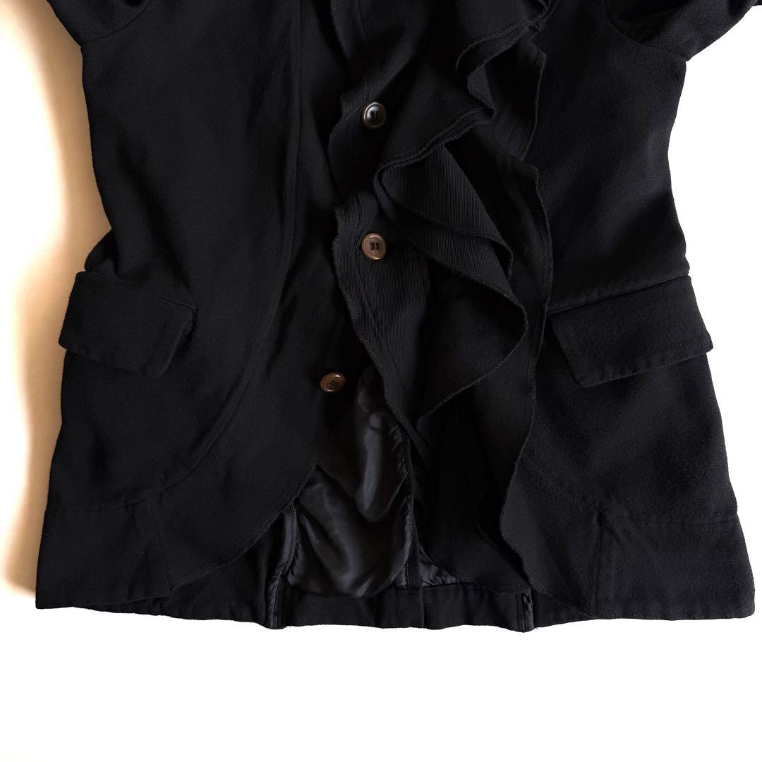 《美品》 コムデギャルソン コムコム ポリ縮 フリル ジャケット ブラック XS