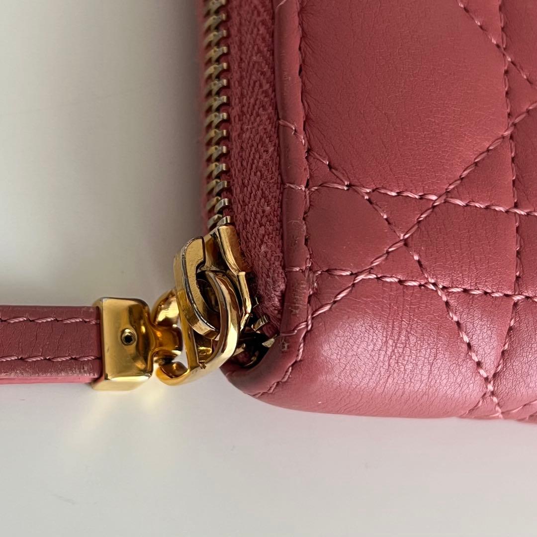 Christian Dior 長財布 ラウンドファスナー カナージュ ピンク