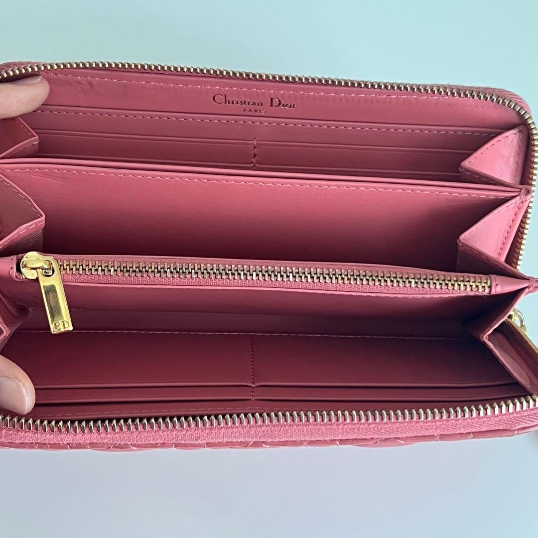 Christian Dior 長財布 ラウンドファスナー カナージュ ピンク
