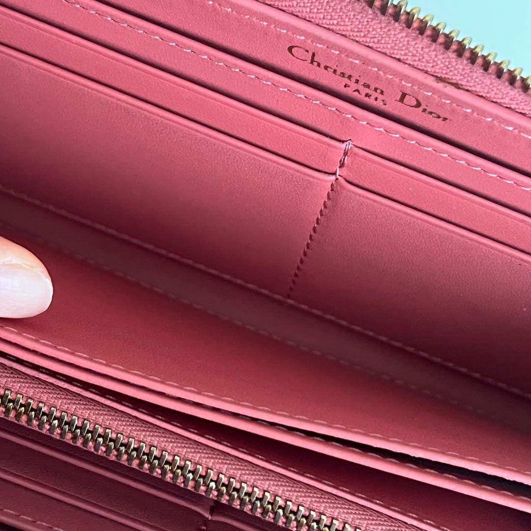 Christian Dior 長財布 ラウンドファスナー カナージュ ピンク