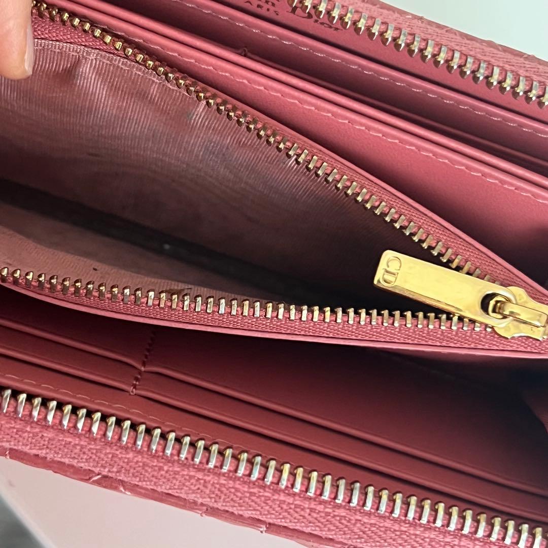 Christian Dior 長財布 ラウンドファスナー カナージュ ピンク