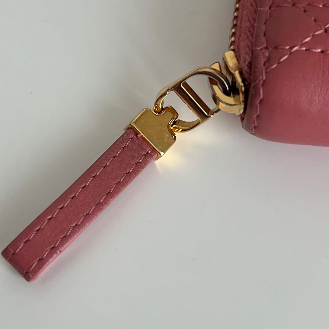 Christian Dior 長財布 ラウンドファスナー カナージュ ピンク