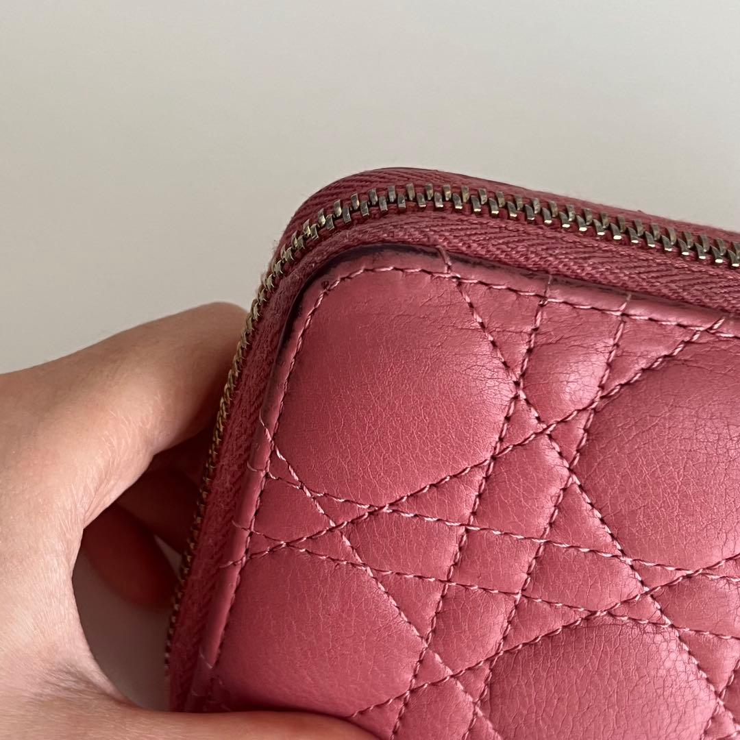 Christian Dior 長財布 ラウンドファスナー カナージュ ピンク