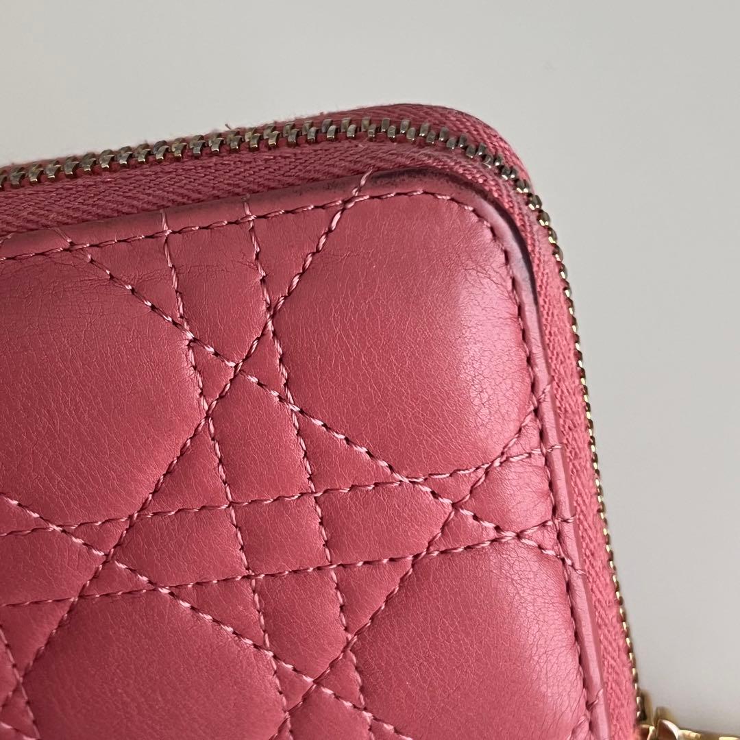 Christian Dior 長財布 ラウンドファスナー カナージュ ピンク