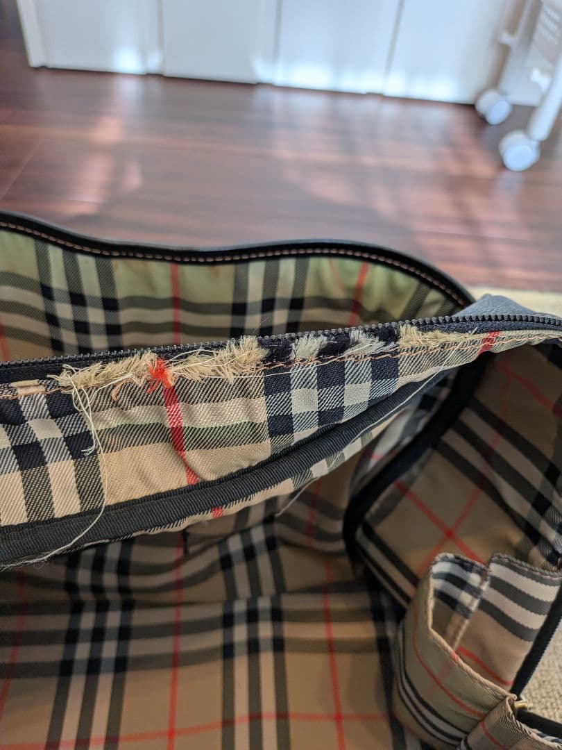 BURBERRY ノバチェック チェック柄 レザー ボストンバッグ 旅行バッグ