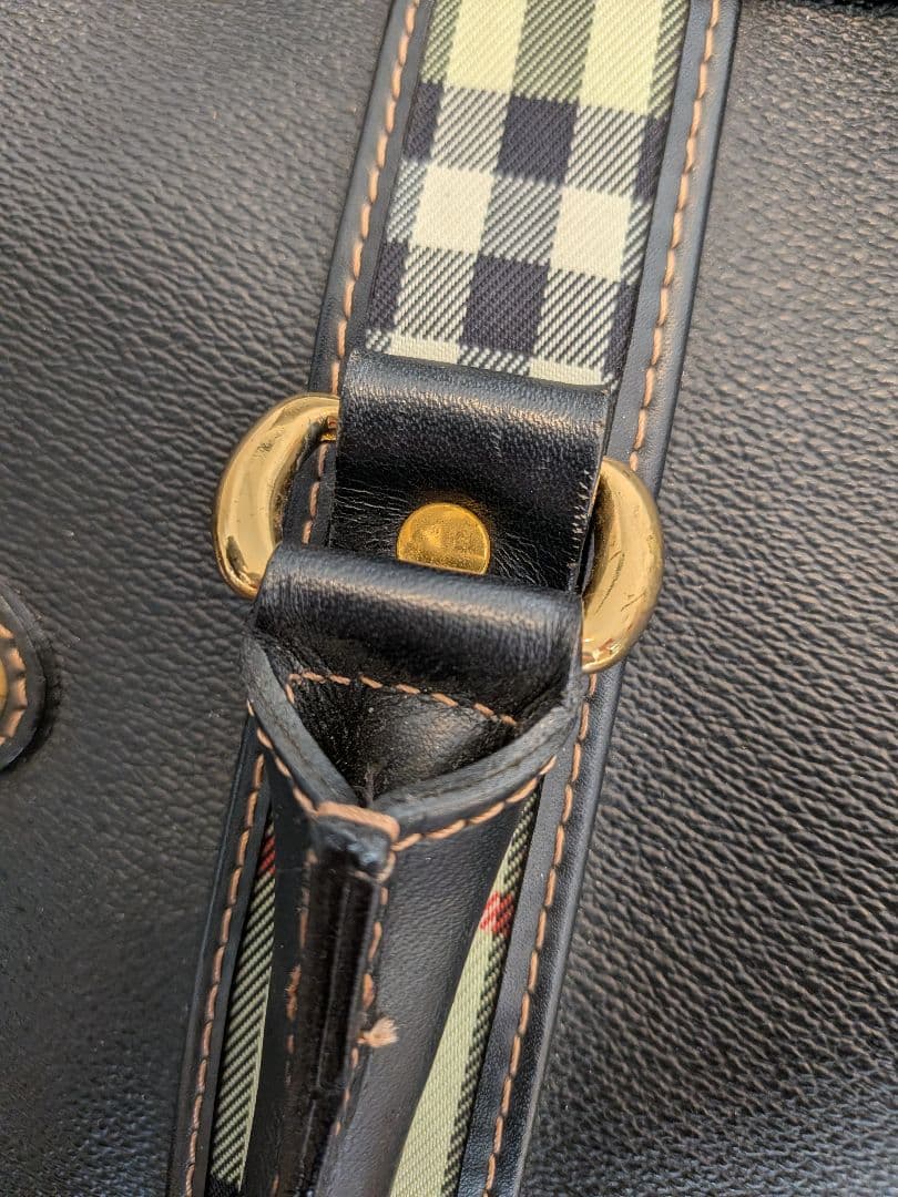 BURBERRY ノバチェック チェック柄 レザー ボストンバッグ 旅行バッグ