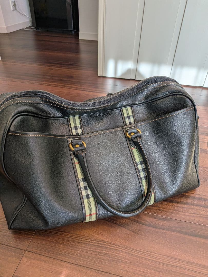 BURBERRY ノバチェック チェック柄 レザー ボストンバッグ 旅行バッグ