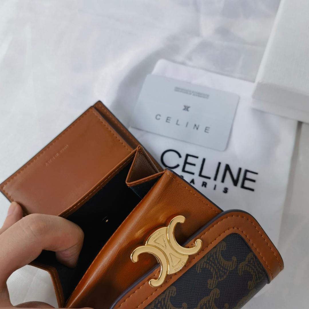 三つ折り財布 ダークブラウン/ブラック