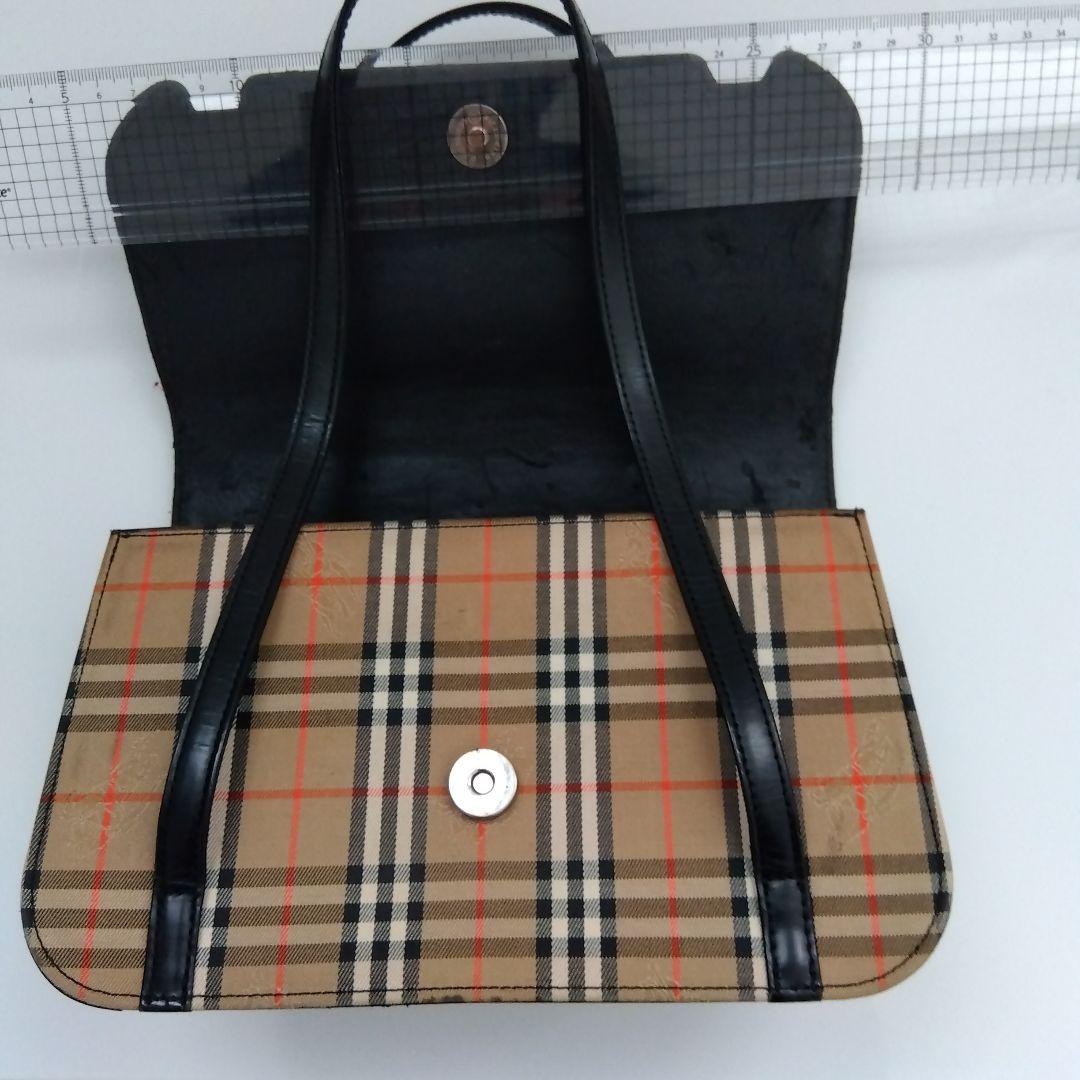 Burberry ハンドバッグ ブラック/ベージュ チェック柄　幅23cm