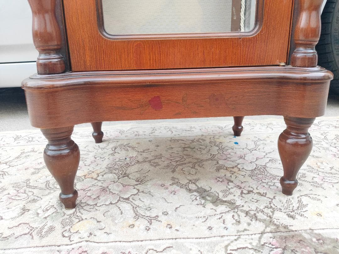 象嵌入り(イタリア製)コンソール☆ガラスショーケース☆コレクション収納(美品)