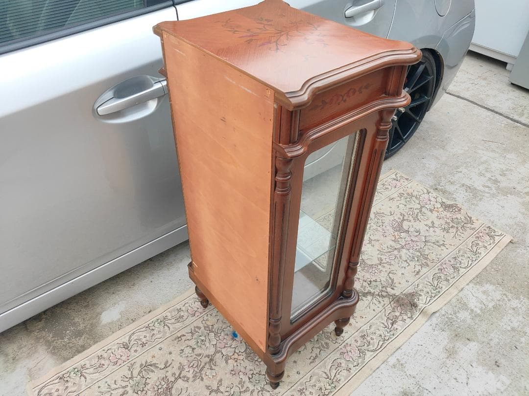 象嵌入り(イタリア製)コンソール☆ガラスショーケース☆コレクション収納(美品)