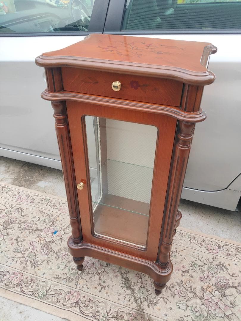 象嵌入り(イタリア製)コンソール☆ガラスショーケース☆コレクション収納(美品)