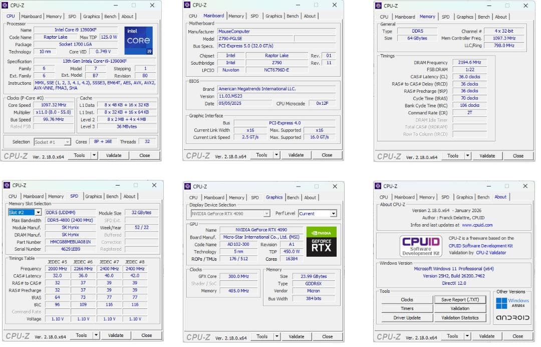 デスクトップPC 13世代i9 RTX4090 メモリ64GB