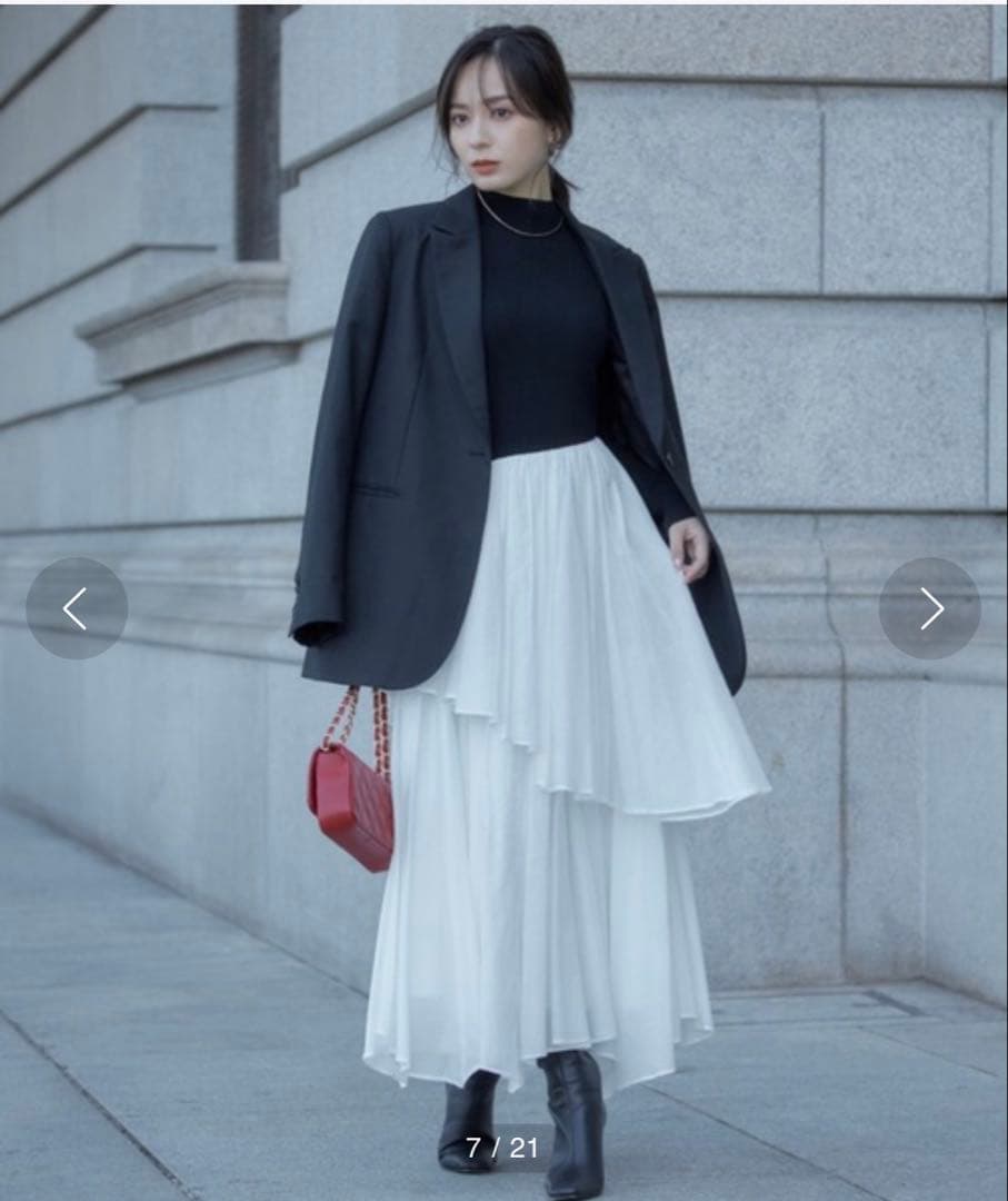 まる　anuans イレギュラーヘムドッキングニットワンピース