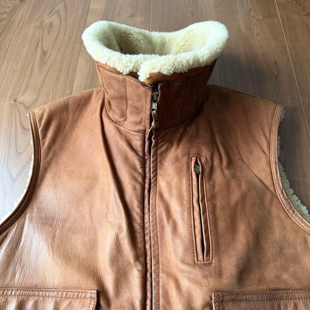 POLO ラルフローレン ラムレザー ムートン ベスト 90s M