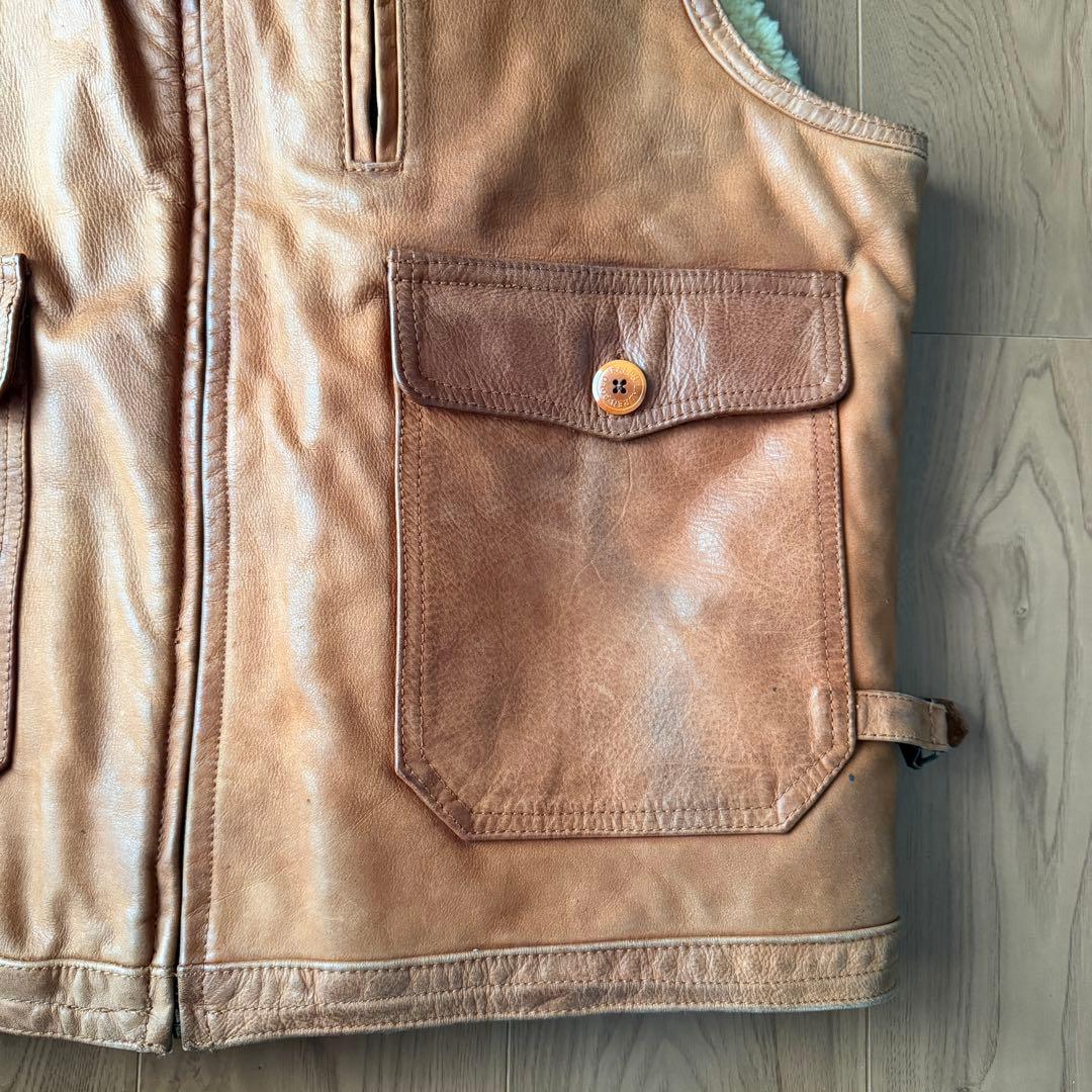 POLO ラルフローレン ラムレザー ムートン ベスト 90s M