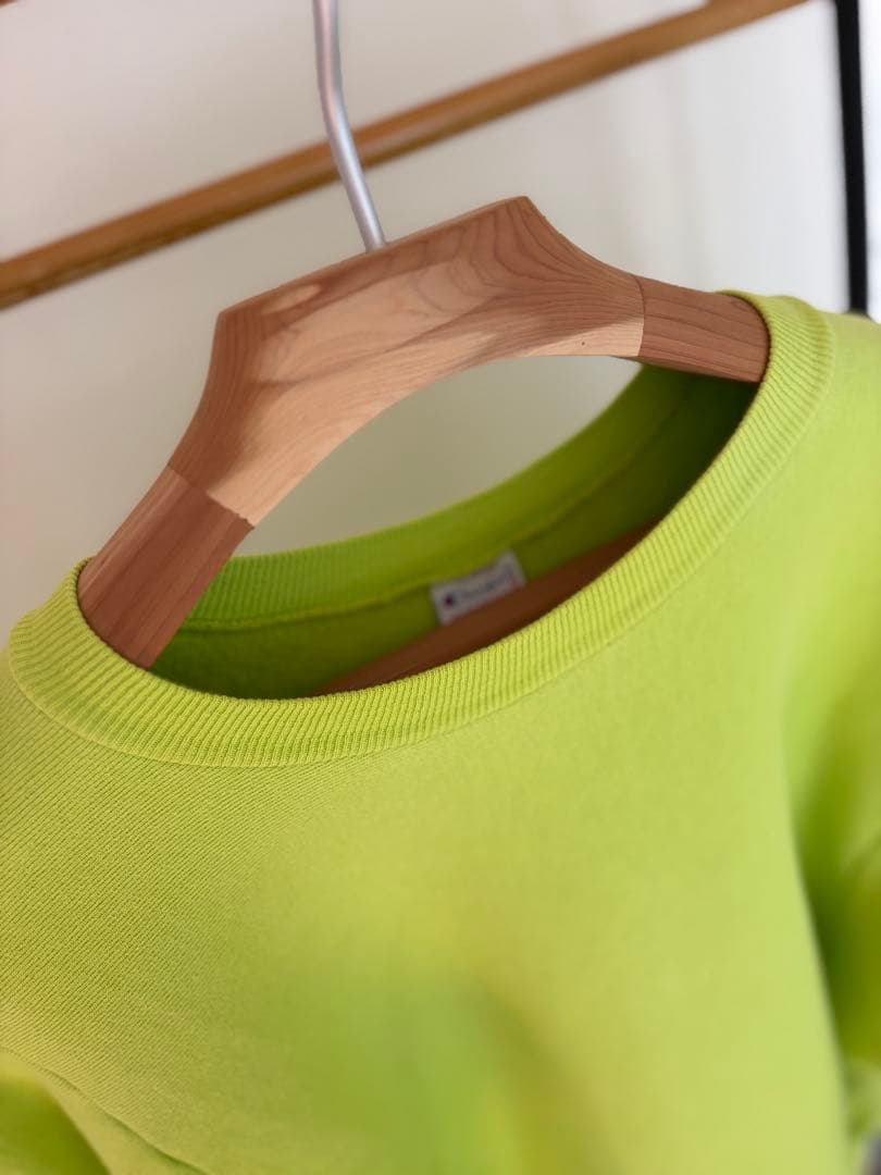 90's champion reverse weave 内縫い ネオングリーン