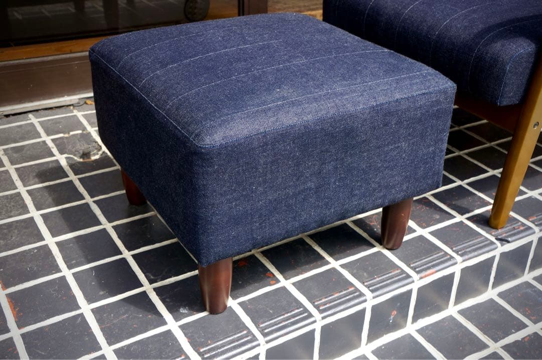 【カリモク60】【クッション付き】Kチェア １シーター & オットマン デニム