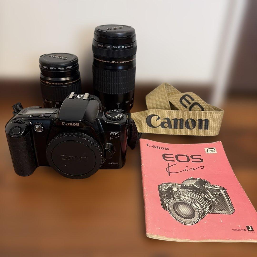 Canon EOS Kiss 一眼レフフィルムカメラ レンズ2本付き　動作確認済