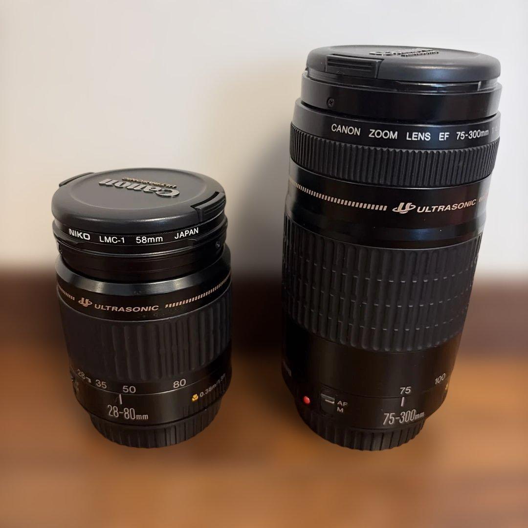 Canon EOS Kiss 一眼レフフィルムカメラ レンズ2本付き　動作確認済