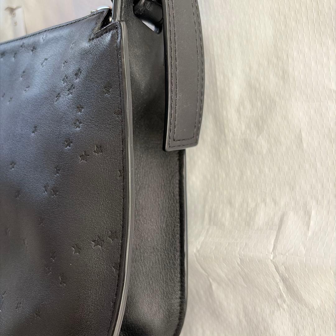 All Saints ブラックレザー ショルダーバッグ 星形模様 本革