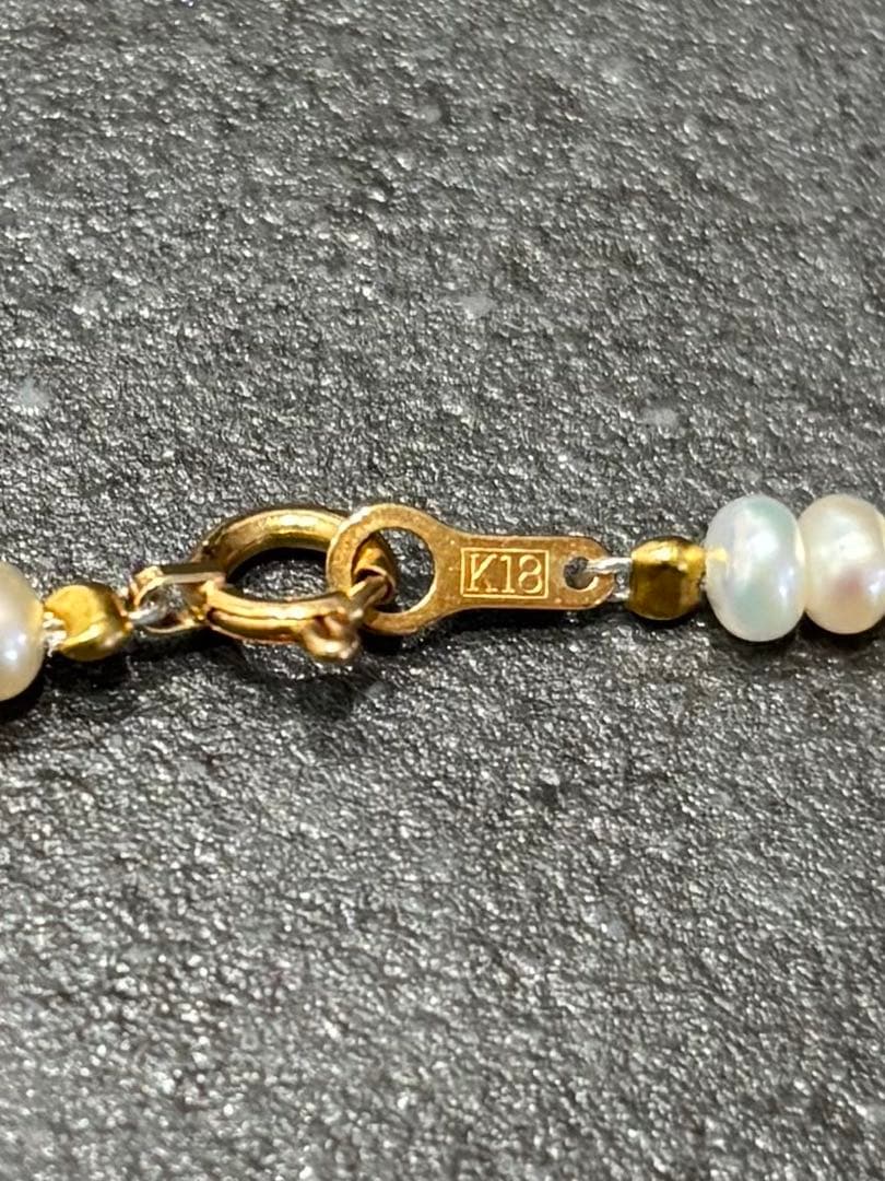 淡水パール ネックレス 琥珀 アンバー ペンダントトップ K18