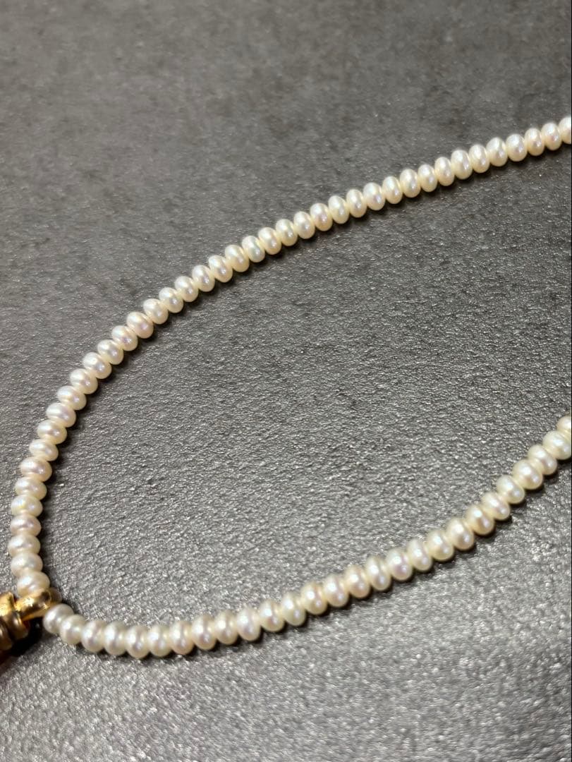 淡水パール ネックレス 琥珀 アンバー ペンダントトップ K18