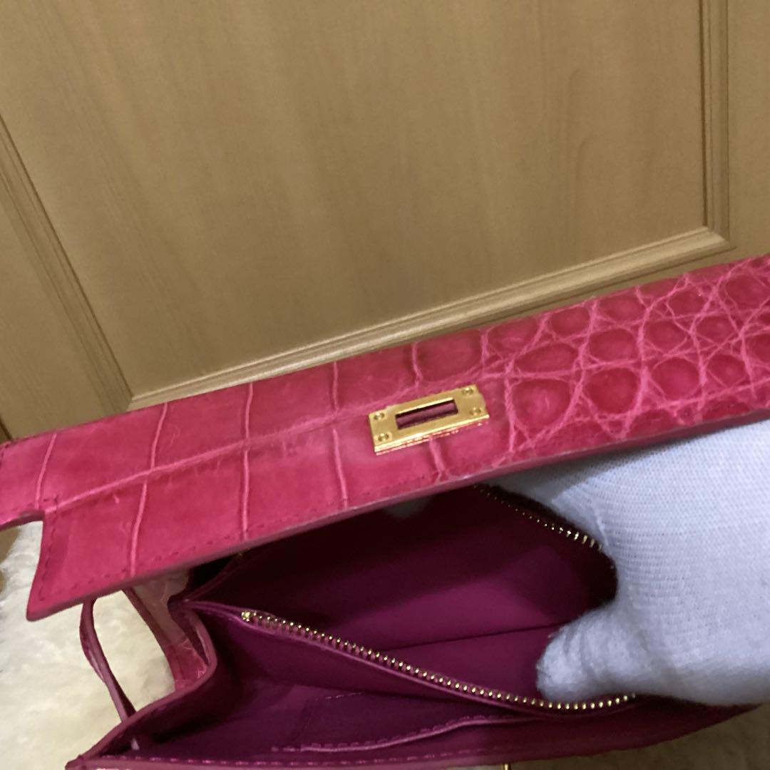 女性のための本物のワニ革 シャイニング ハンドバッグ クラッチ-21cm.