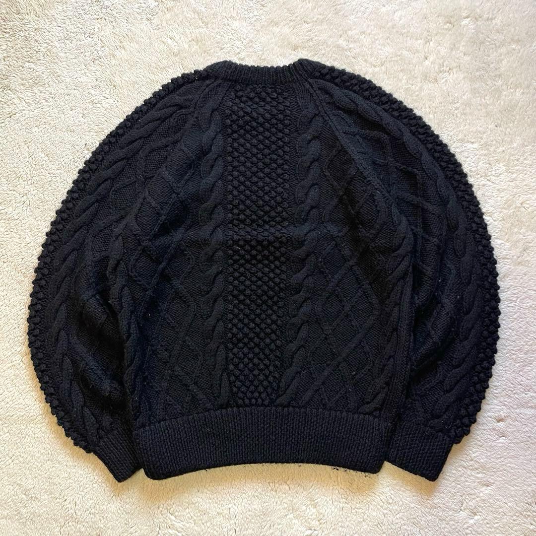 入手困難　vintage 古着　肉厚　フィッシャーマン　アランニット ブラック