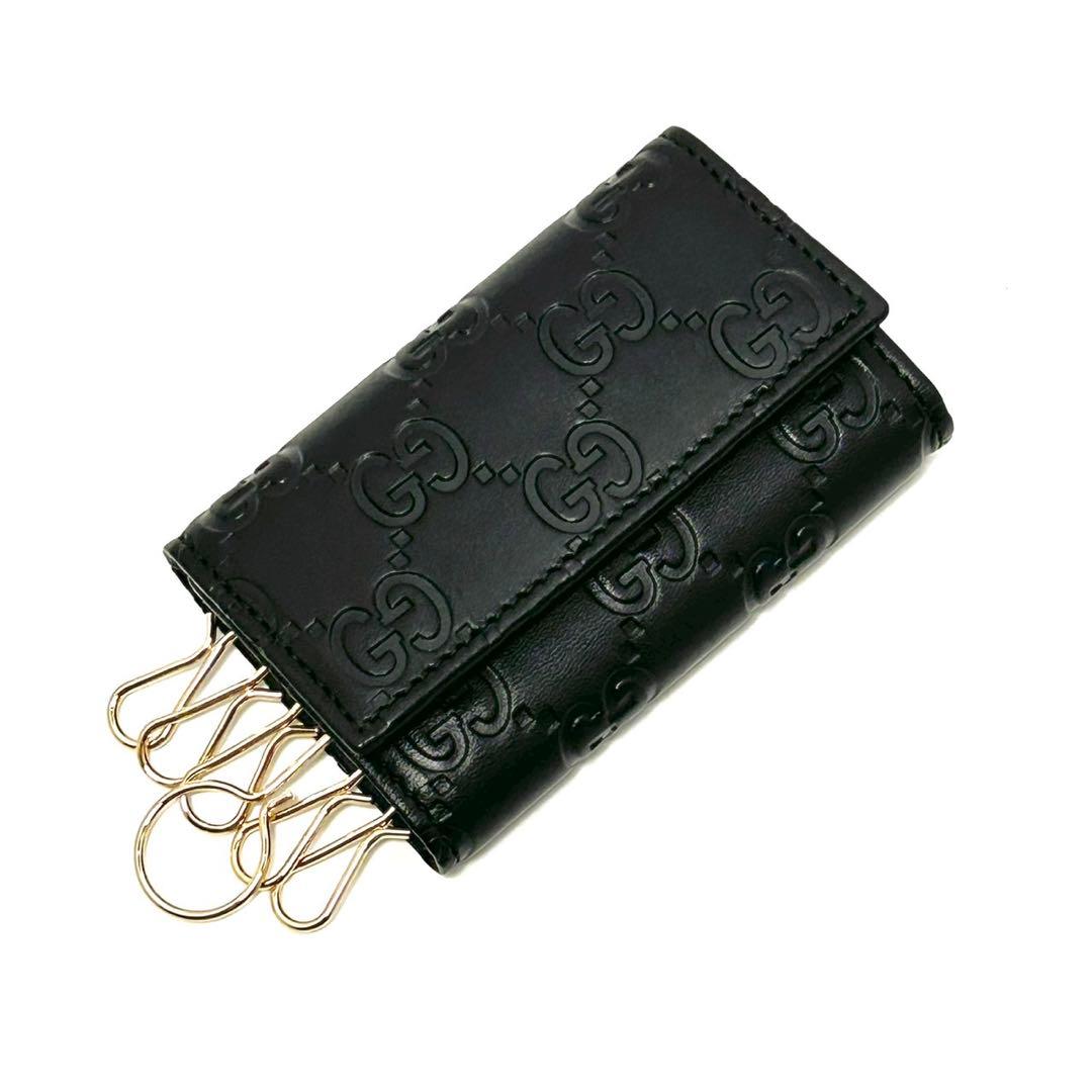 未使用 グッチ シマ 三つ折り6連キーケース ブラック 138093 レザー