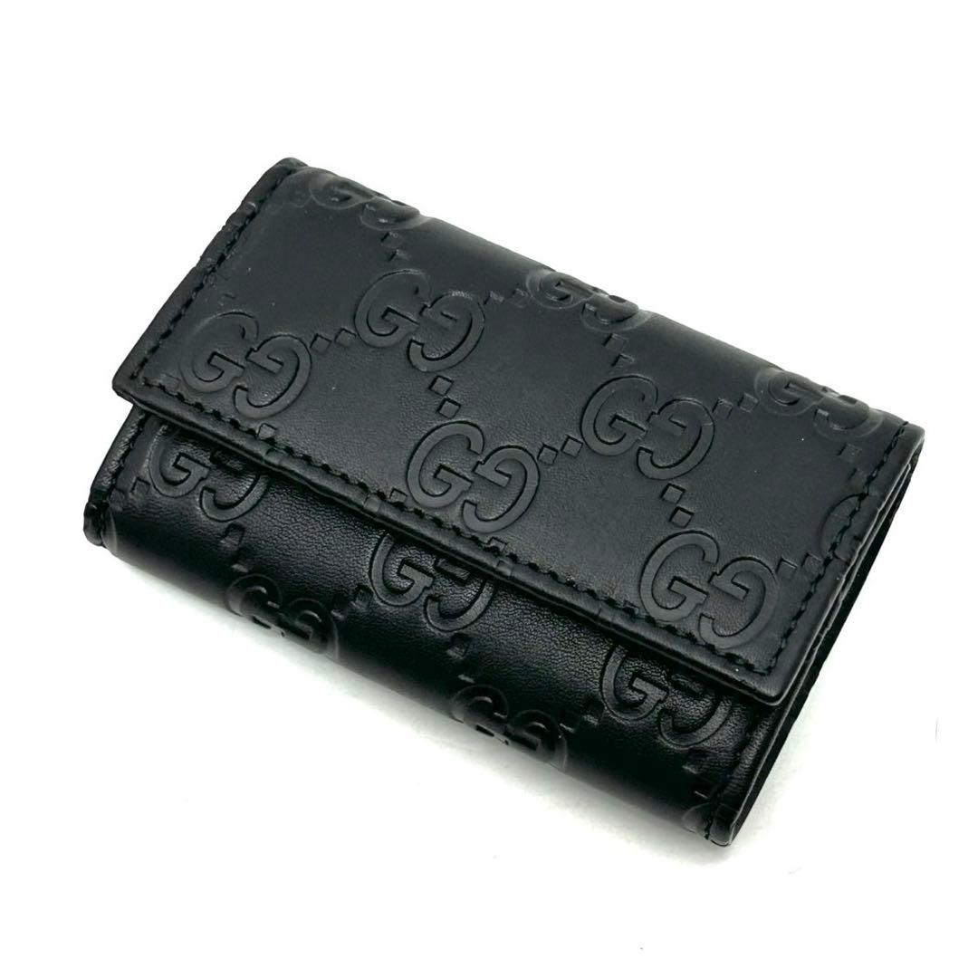 未使用 グッチ シマ 三つ折り6連キーケース ブラック 138093 レザー