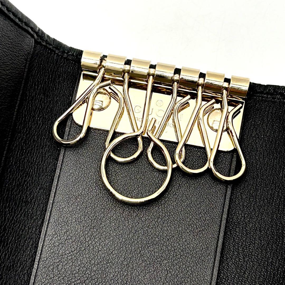 未使用 グッチ シマ 三つ折り6連キーケース ブラック 138093 レザー