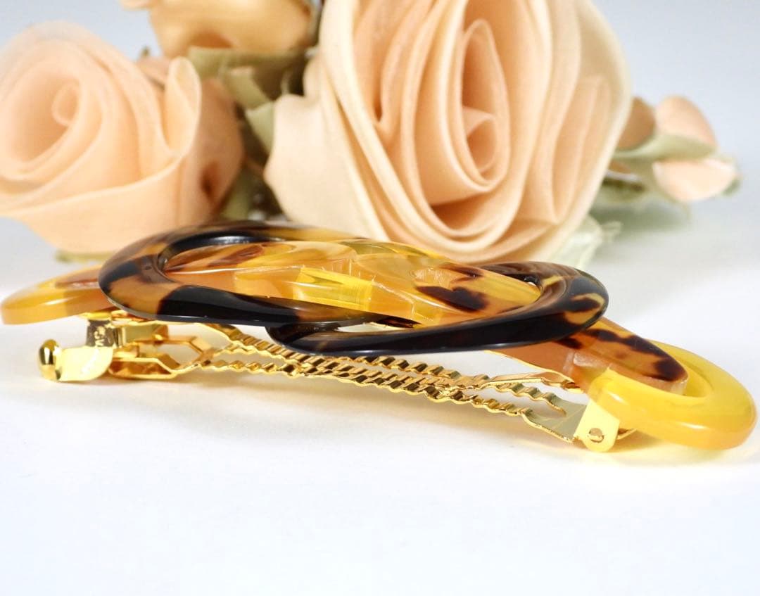 【専用】ヴィンテージ　本鼈甲　べっこう　白甲　バレッタ　髪飾り