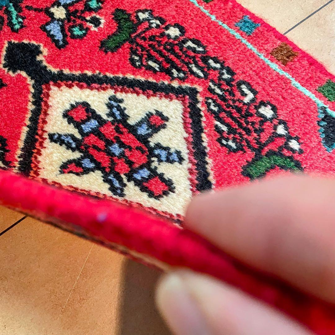 トライバルラグ ハマダン産 本物 ペルシャ絨毯 手織りサイズ 36\54cm