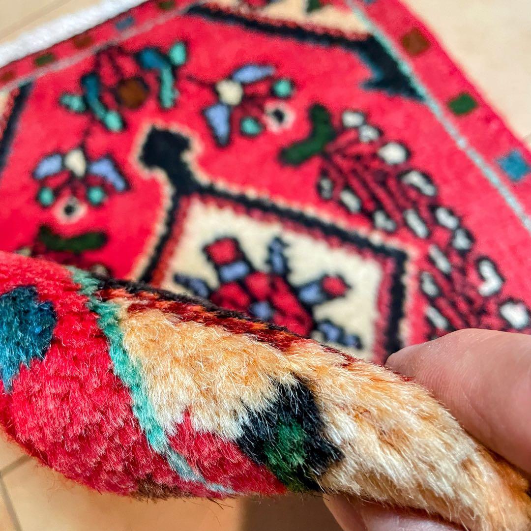 トライバルラグ ハマダン産 本物 ペルシャ絨毯 手織りサイズ 36\54cm