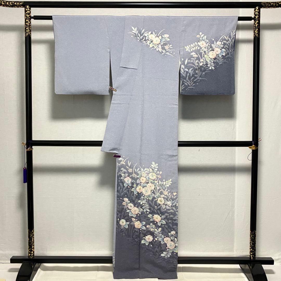 D129 訪問着 辻ヶ花 絞り 正絹 着物 袷 極美品