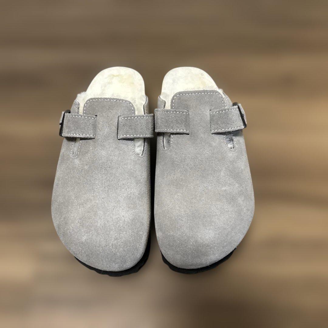 美品】ビルケンシュトック　ボストン シアリング　ボア　 37　グレー