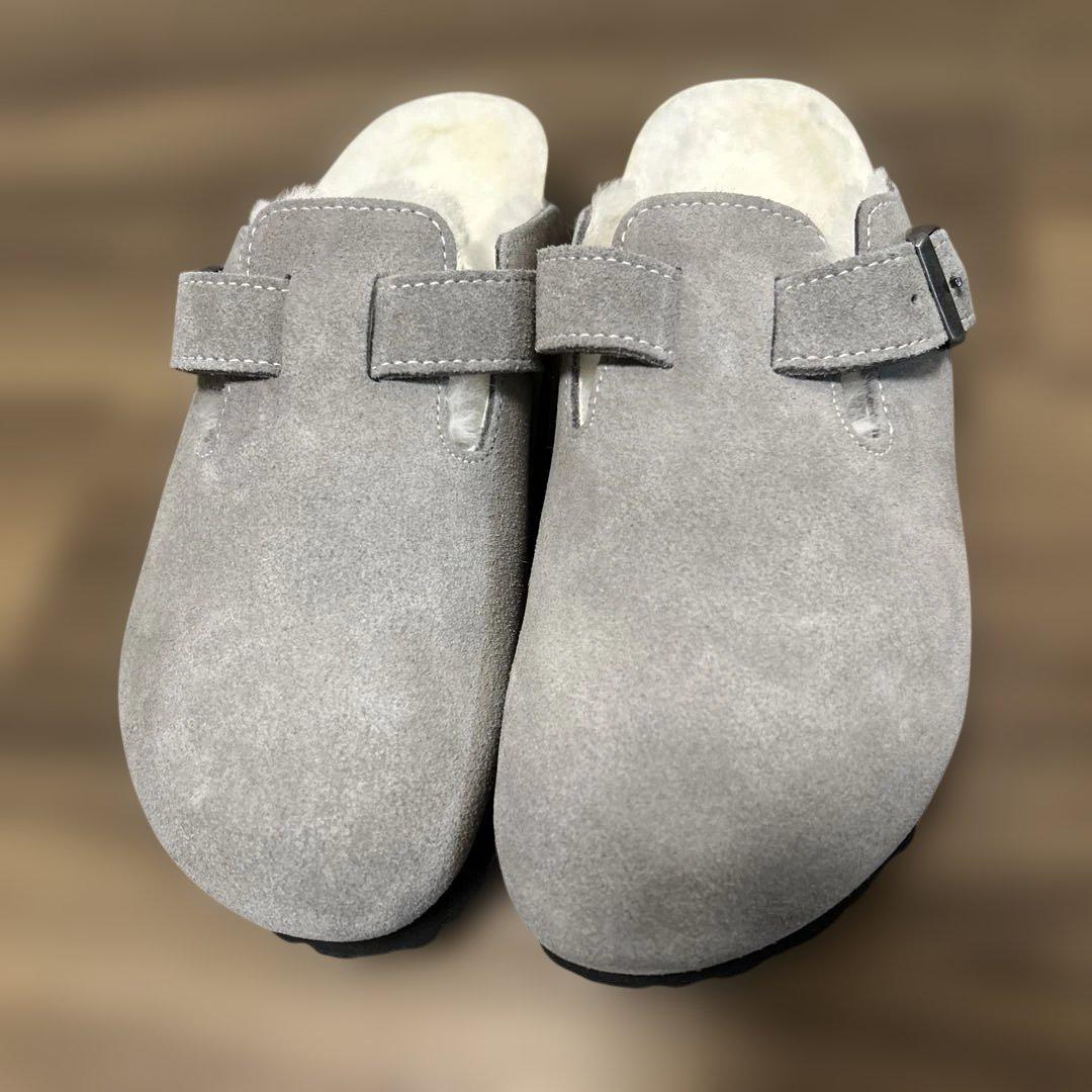 美品】ビルケンシュトック　ボストン シアリング　ボア　 37　グレー