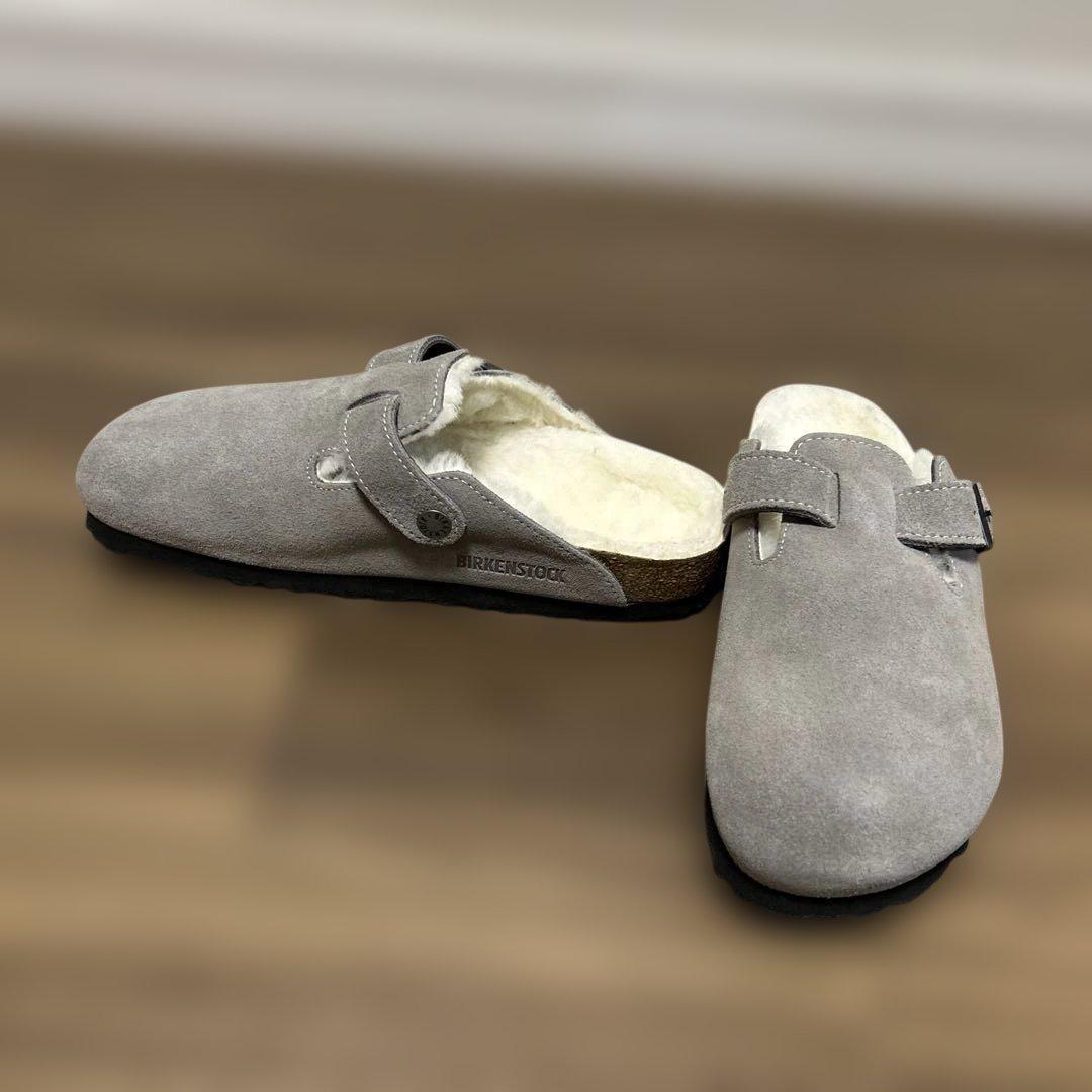 美品】ビルケンシュトック　ボストン シアリング　ボア　 37　グレー