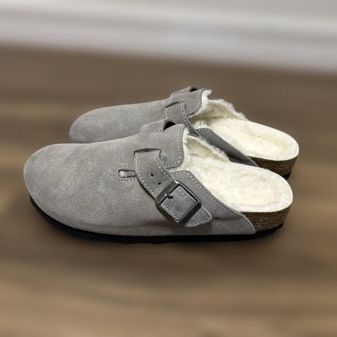 美品】ビルケンシュトック　ボストン シアリング　ボア　 37　グレー