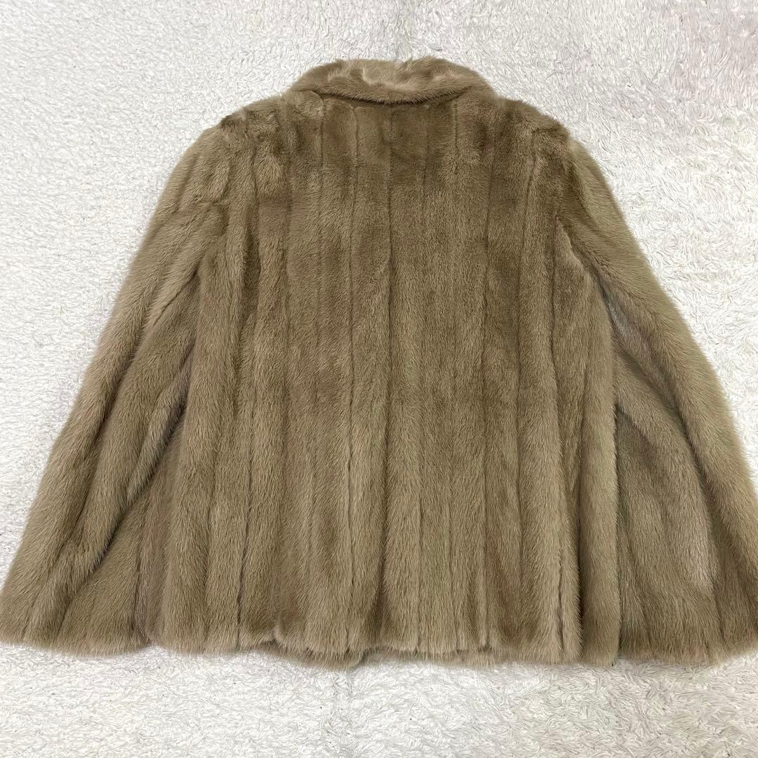 美品 エンバ ミンク 毛皮 リアルファー　ハーフコート ベージュ系 トートラ　L