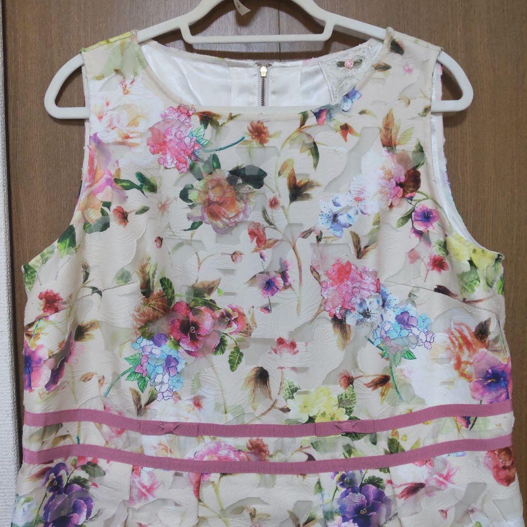 46 花柄 ピンクダブルリボン ローズティアラ　ジュエル