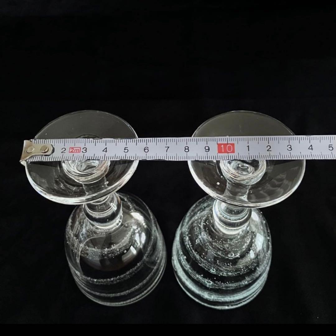 作家もの　吹きガラス　宙吹きガラス　足つきグラス