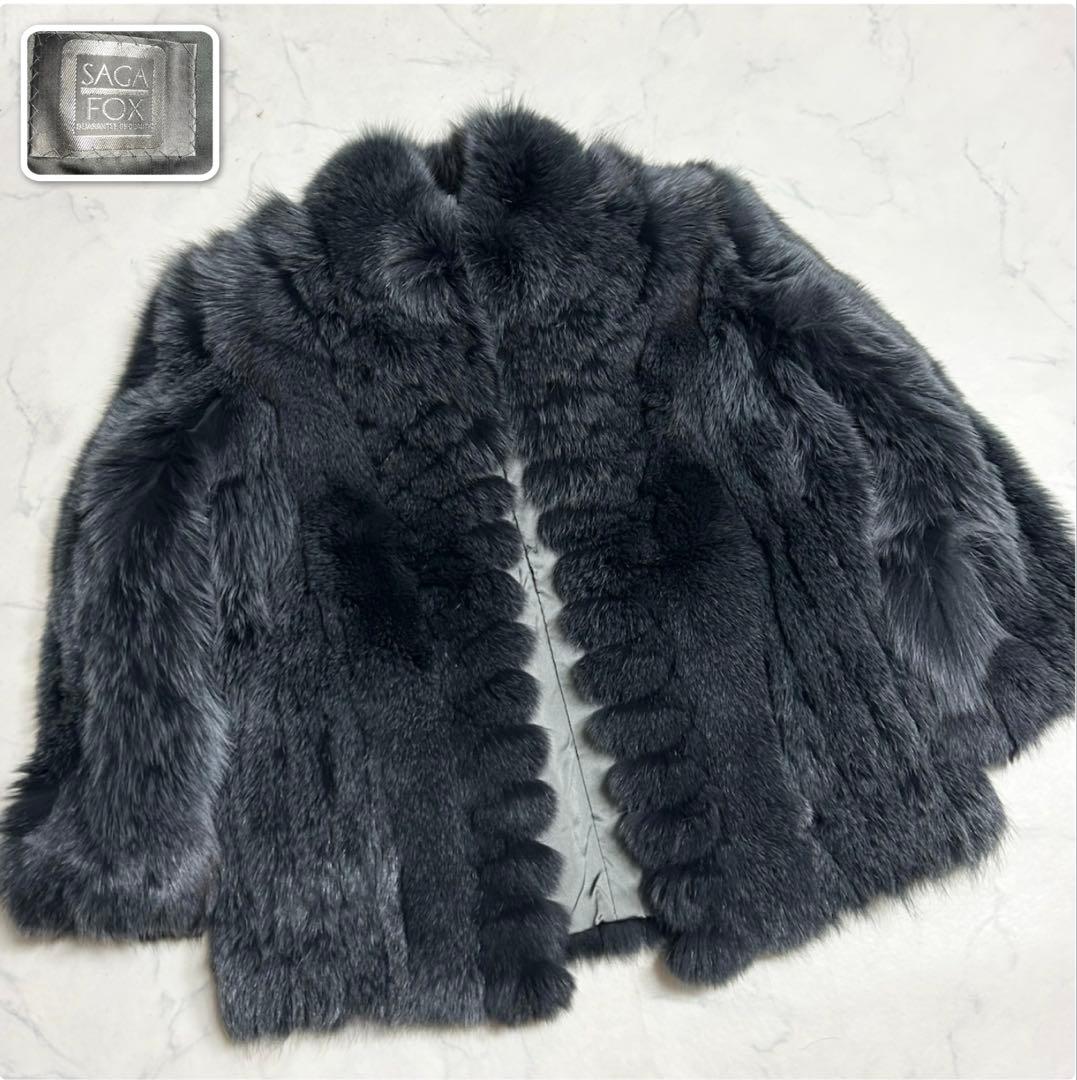 SAGA FOX 銀タグ ファーコート 13号 LL相当 グレーブラック 美品