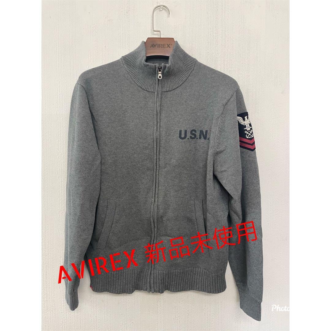 新品AVIREX NAVAL STAND COLLAR ZIP KNIT XL